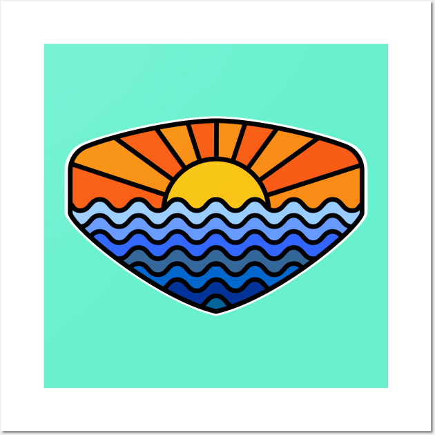 Sunset + Ocean Waves Wall Art by roboticaldad